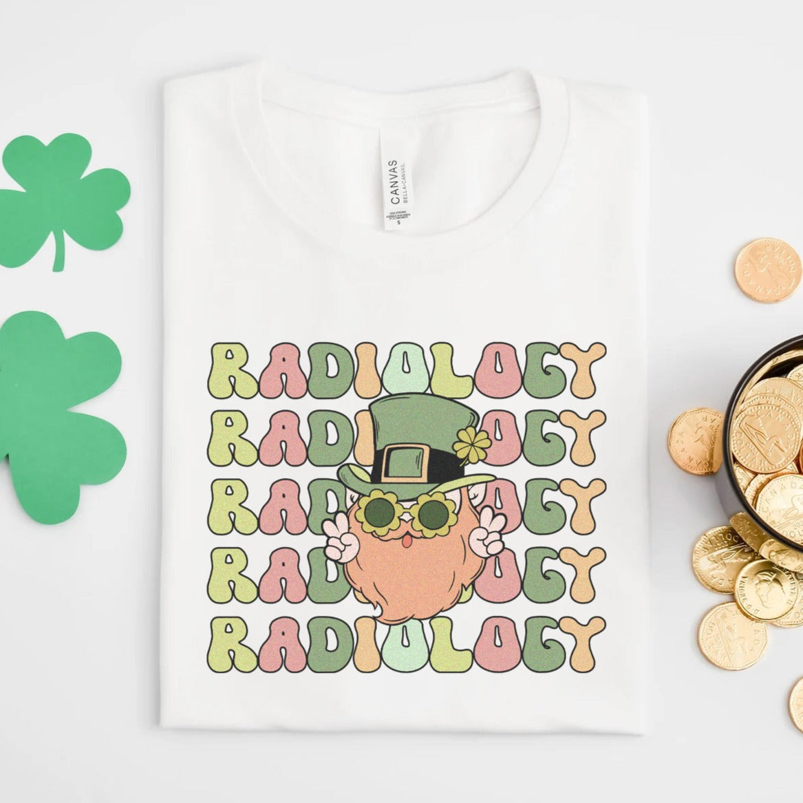 radiologyretrostpatrickswhite Retro Radiology Leprechaun T-Shirt - Image 1